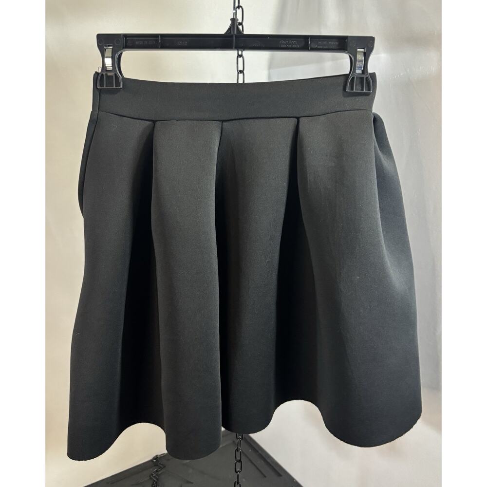 Charlotte Russe Black Pleated Skater Skirt Scuba Stretch Mini S